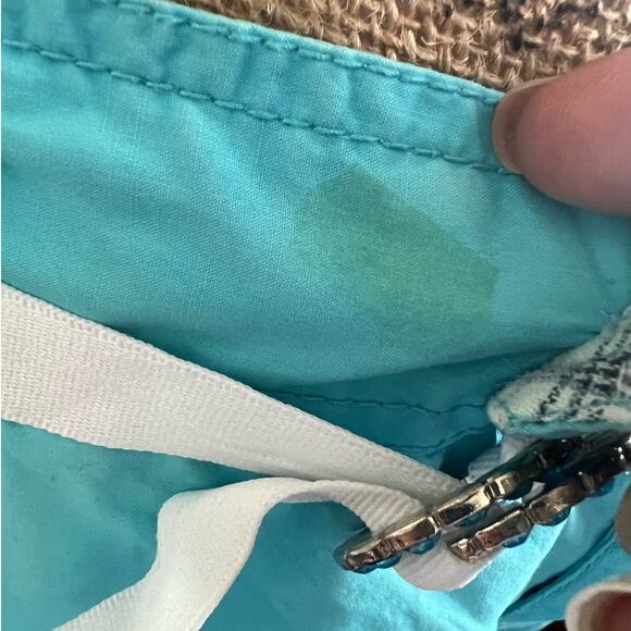 90s/Y2K Vintage Steve & Barry Turquoise Micro Shorts Size 8 Midrise Belted Boho - Picture 12 of 17